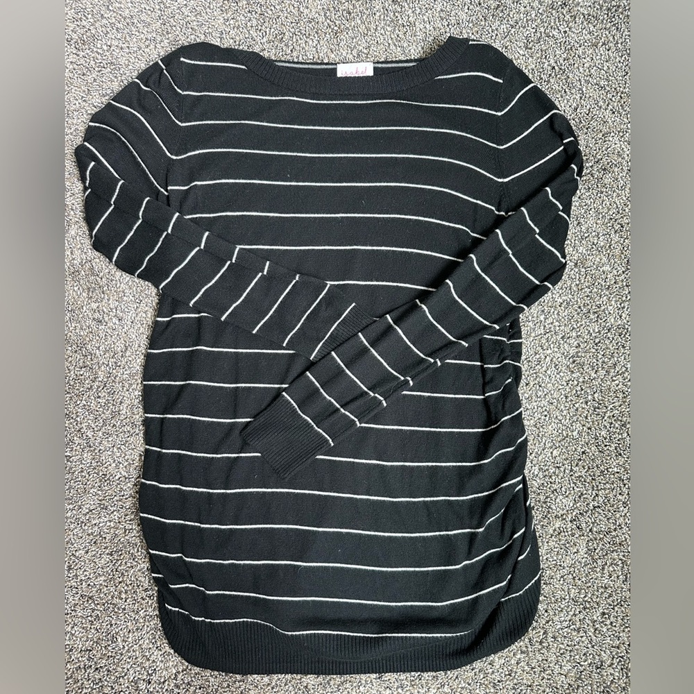 MATERNITY Black and white striped sweater